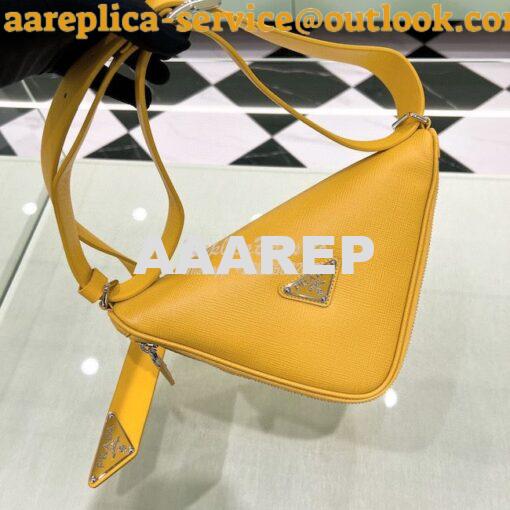 Replica Prada Triangle Saffiano Leather Belt Bag 2VL039 Yellow 2