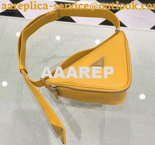 Replica Prada Triangle Saffiano Leather Belt Bag 2VL039 Yellow 3