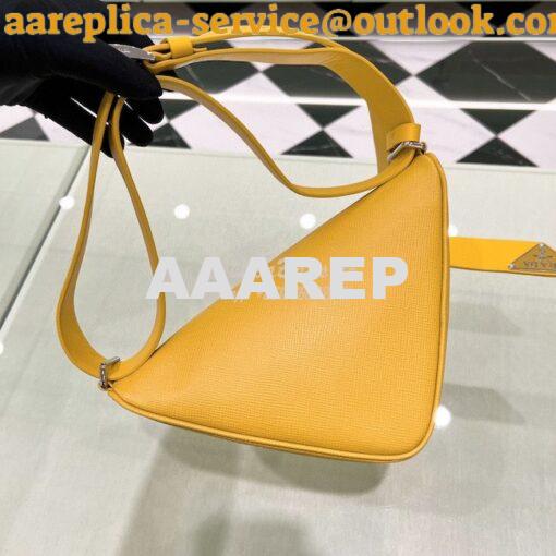 Replica Prada Triangle Saffiano Leather Belt Bag 2VL039 Yellow 4