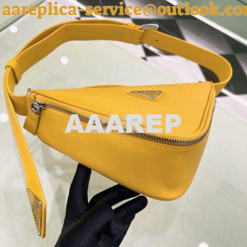 Replica Prada Triangle Saffiano Leather Belt Bag 2VL039 Yellow 7