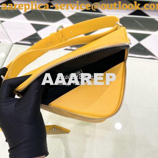 Replica Prada Triangle Saffiano Leather Belt Bag 2VL039 Yellow 8
