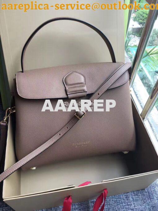 Replica Burberry Grainy Leather and House Check Tote Bag Dark Sand