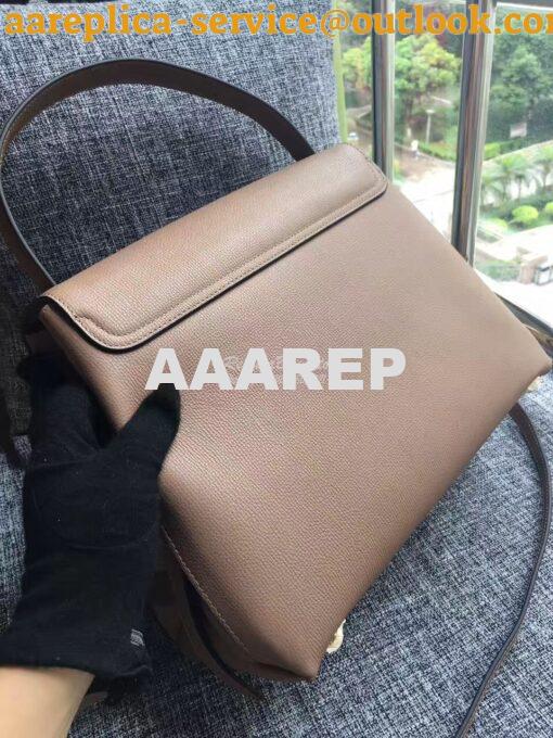Replica Burberry Grainy Leather and House Check Tote Bag Dark Sand 3