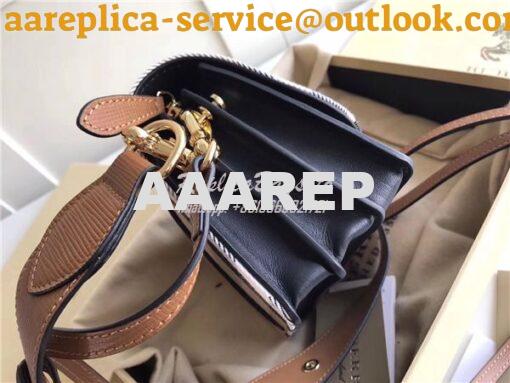 Replica Burberry The Small Buckle Bag in House Check and Brown Leather 4
