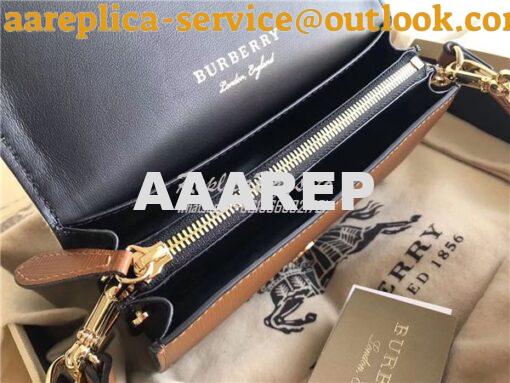 Replica Burberry The Small Buckle Bag in House Check and Brown Leather 5
