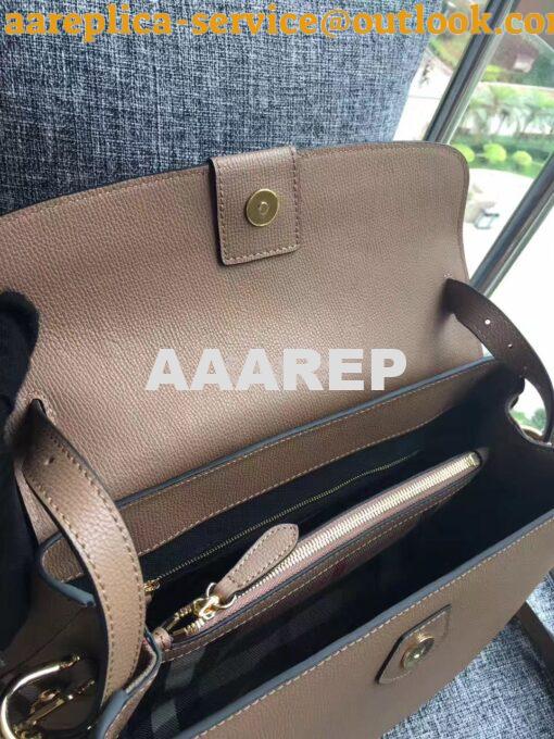 Replica Burberry Grainy Leather and House Check Tote Bag Dark Sand 6
