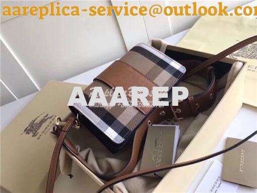 Replica Burberry The Small Buckle Bag in House Check and Brown Leather 7