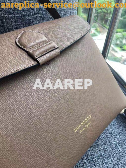 Replica Burberry Grainy Leather and House Check Tote Bag Dark Sand 8