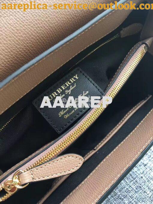 Replica Burberry Grainy Leather and House Check Tote Bag Dark Sand 9