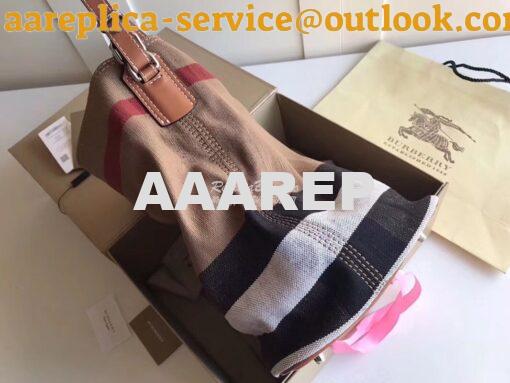 Replica Burberry The Medium Ashby in Canvas Check and Brown Leather