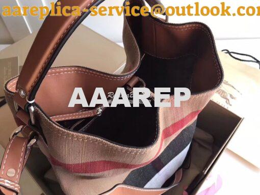 Replica Burberry The Medium Ashby in Canvas Check and Brown Leather 4