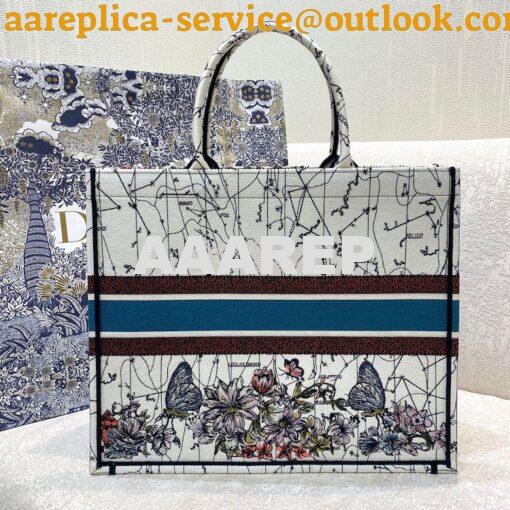 Replica Dior Book Tote bag in Latte Multicolor Constellation Embroider 16