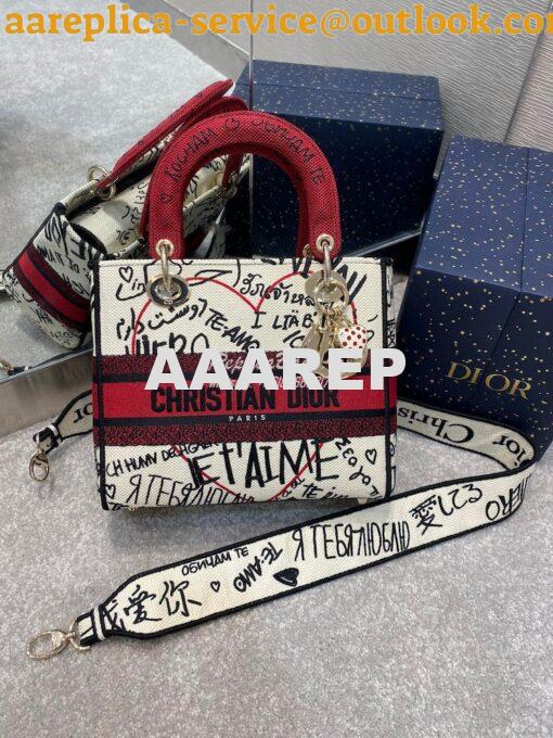 Replica Dior Medium Lady D-Lite Bag Graffiti Je'taime d'Amour Embroide