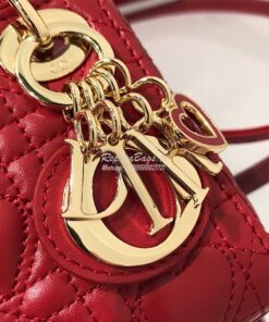 Replica Lady Dior Bag Micro Dioramour Red Cannage Lambskin with Heart 2
