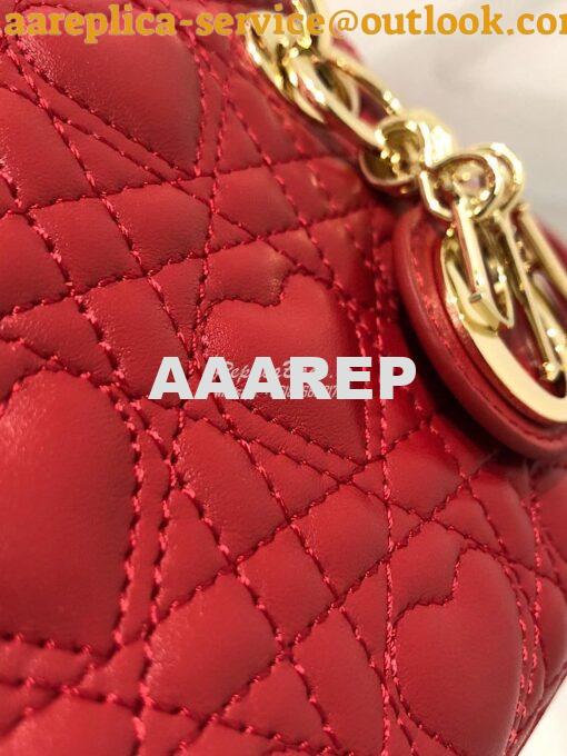 Replica Lady Dior Bag Micro Dioramour Red Cannage Lambskin with Heart 4