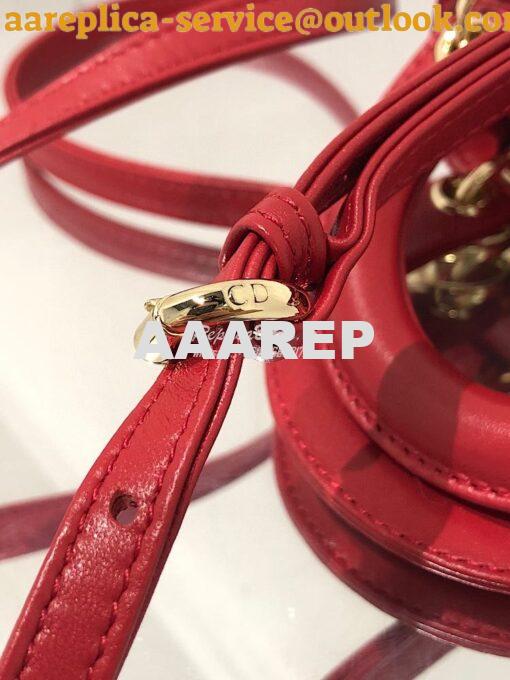 Replica Lady Dior Bag Micro Dioramour Red Cannage Lambskin with Heart 6
