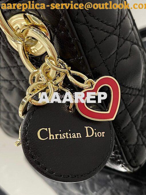 Replica Lady Dior Bag Micro Dioramour Black Cannage Lambskin with Hear 3