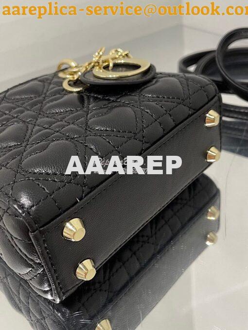 Replica Lady Dior Bag Micro Dioramour Black Cannage Lambskin with Hear 9