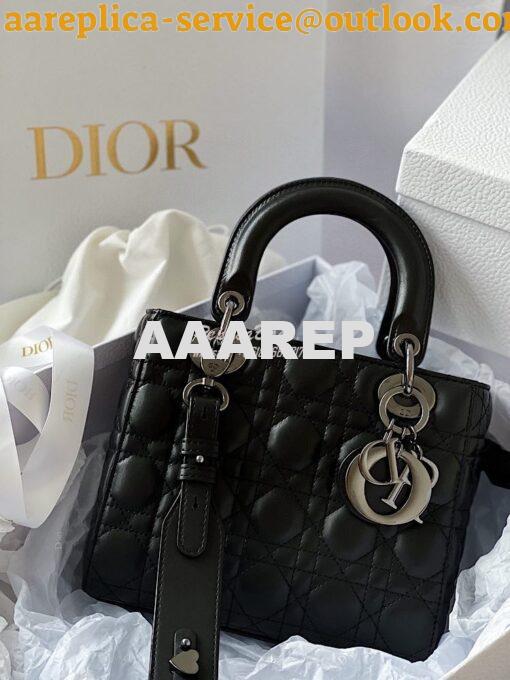 Replica Lady Dior My ABCdior Bag All Black Cannage Lambskin M0538 2