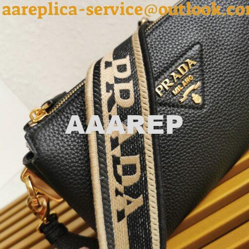 Replica Prada Leather shoulder bag 3 Layers 1BH194 Black 5