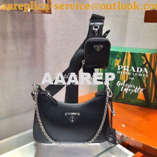 Replica Prada Re-edition 2005 Saffiano Leather Bag 1BH204 Black Silver