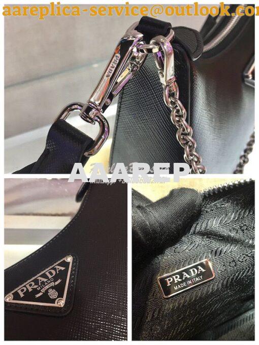 Replica Prada Re-edition 2005 Saffiano Leather Bag 1BH204 Black Silver 7