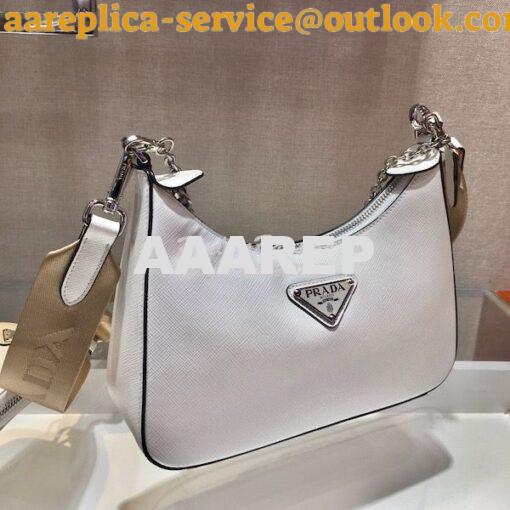 Replica Prada Re-edition 2005 Saffiano Leather Bag 1BH204 White Silver 3