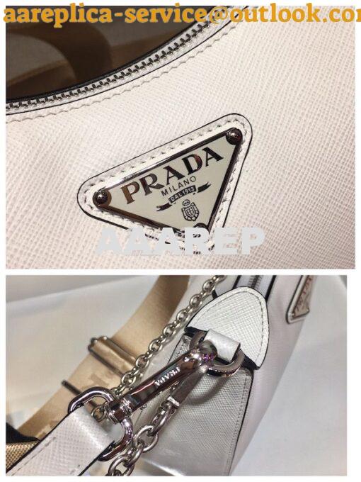 Replica Prada Re-edition 2005 Saffiano Leather Bag 1BH204 White Silver 6