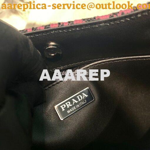 Replica Prada Cleo Jacquard Knit And Leather Bag 1BC499 Black Pink 10