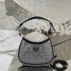 Replica Prada Cleo Jacquard Knit And Leather Bag 1BC499 Black White 11