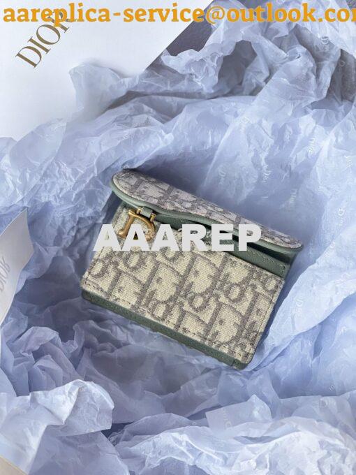 Replica Dior Saddle Flap Card Holder Gray Oblique Jacquard S5611 4