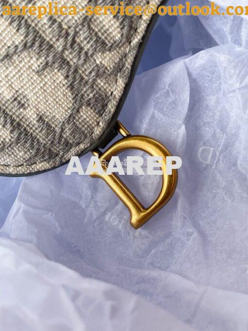 Replica Dior Saddle Flap Card Holder Gray Oblique Jacquard S5611 5