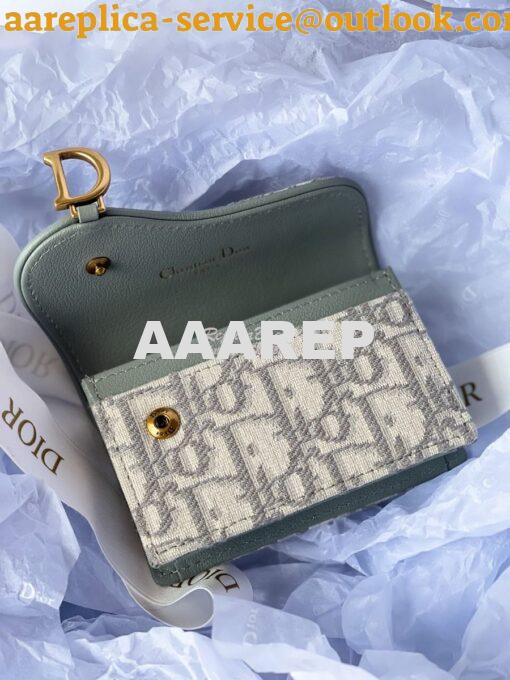 Replica Dior Saddle Flap Card Holder Gray Oblique Jacquard S5611 8