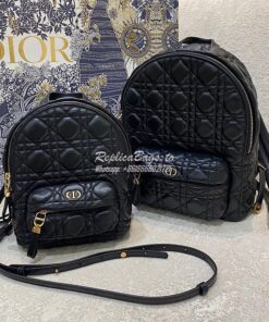 Replica Dior Small Backpack Black Cannage Lambskin M9221U