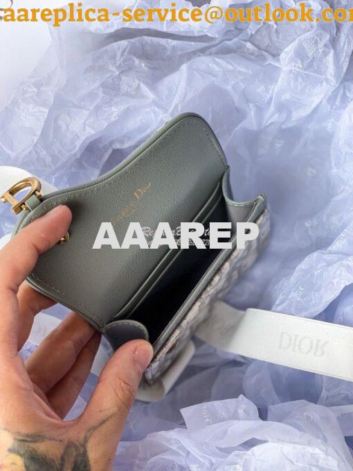 Replica Dior Saddle Flap Card Holder Gray Oblique Jacquard S5611 9