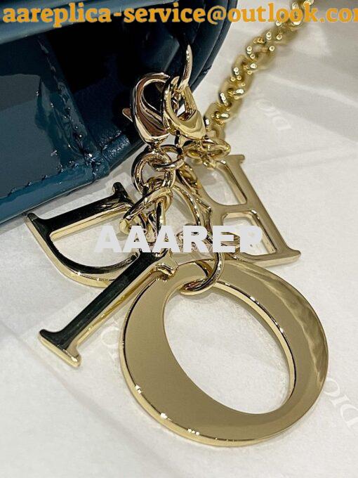 Replica Lady Dior Clutch With Chain in Patent Calfskin S0204 Ocean Blu 7