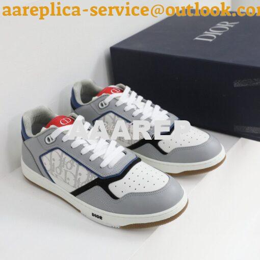 Replica Dior B27 Low-Top Sneaker Blue, Gray and White Smooth Calfskin