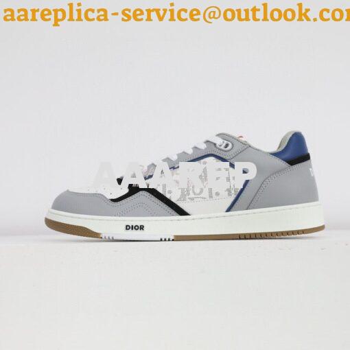 Replica Dior B27 Low-Top Sneaker Blue, Gray and White Smooth Calfskin 3
