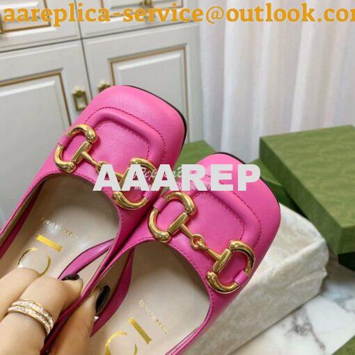 Replica Gucci Women's Mid-heel Slingback with Horsebit 643892 Pink 6