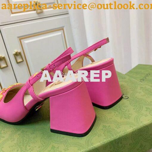 Replica Gucci Women's Mid-heel Slingback with Horsebit 643892 Pink 7