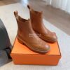 Replica Hermes Findlay Ankle Boot in Glossed Calfskin With Thick Sole 11
