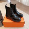 Replica Hermes Findlay Ankle Boot in Glossed Calfskin With Thick Sole