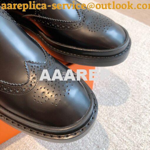 Replica Hermes Findlay Ankle Boot in Glossed Calfskin With Thick Sole 3