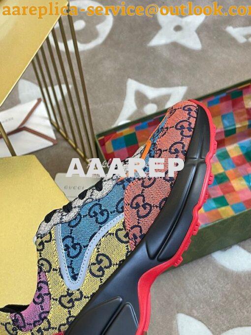 Replica Gucci Women Men's Rhyton Leather Sneaker with Multicolor GG ca 9