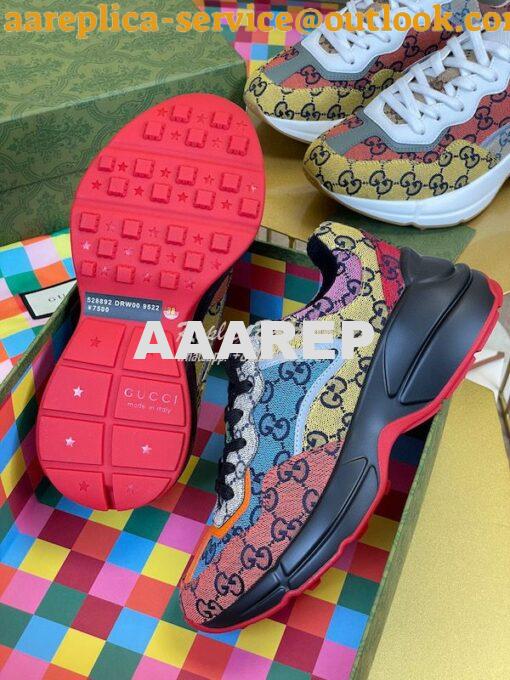 Replica Gucci Women Men's Rhyton Leather Sneaker with Multicolor GG ca 12