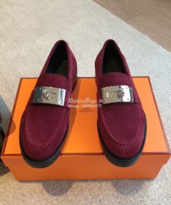 Replica Hermes Hot Loafer in suede goatskin H232074Z Marron