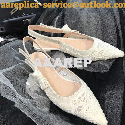 Replica Dior J'adior Slingback Pump White Macramé Embroidered Cotton K 5