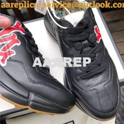 Replica Gucci Women Men's Black Rhyton Leather Sneaker LA 528892 8