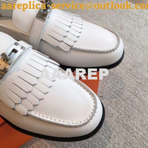 Replica Hermes Destin Loafer in fringed calfskin H241008Z Blanc 6