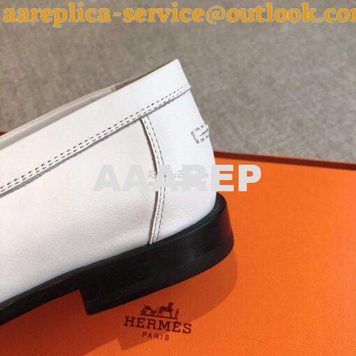 Replica Hermes Destin Loafer in fringed calfskin H241008Z Blanc 8